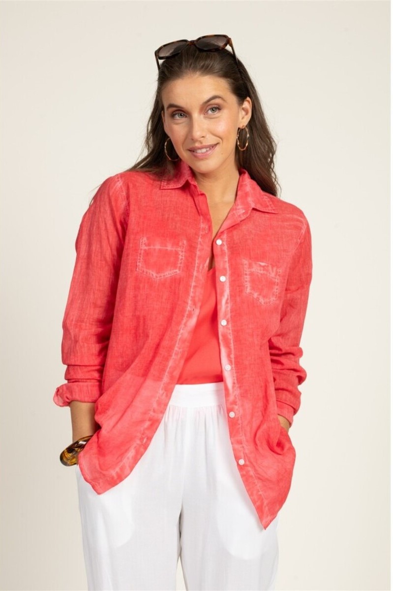 CAMISA MANGA LARGA HIBISCUS COLOR ROJO